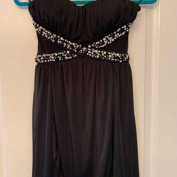 Trixxi Dresses & Skirts - Strapless Beaded Black Dress-Size 5 Junior